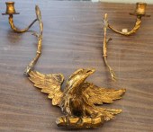 GILT EAGLE PEDIMENT AND PAIR G