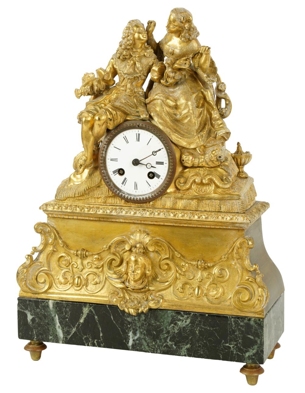 GILT FIGURAL MANTLE CLOCKGilt