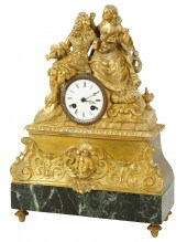 GILT FIGURAL MANTLE CLOCKGilt