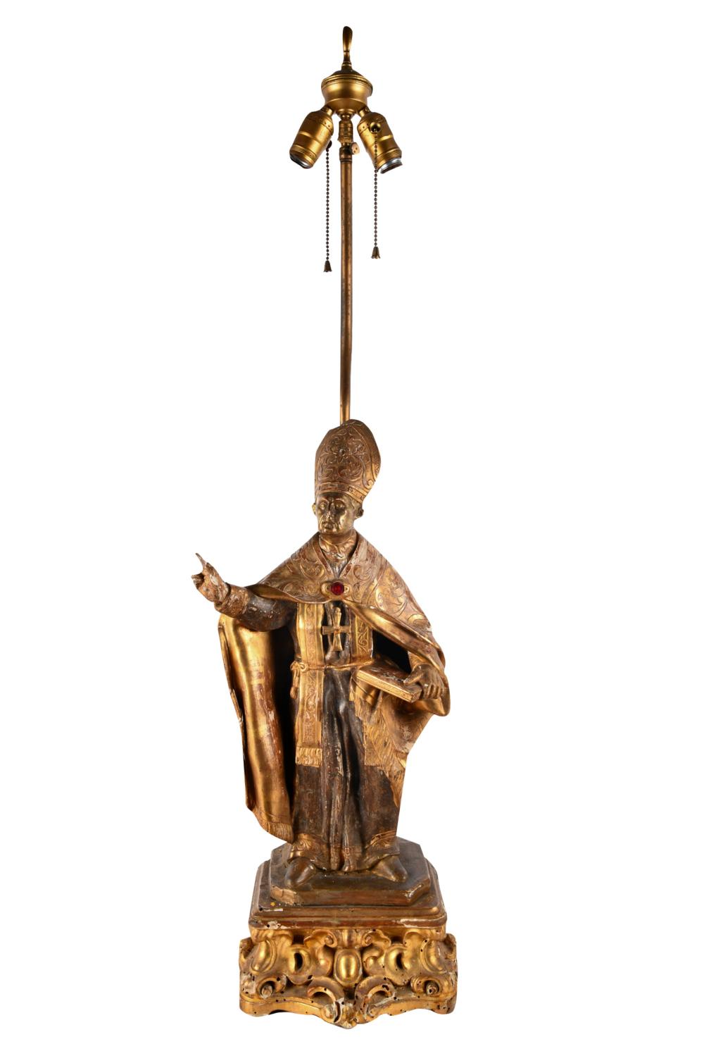 GILT FIGURAL TABLE LAMPmodeled as a