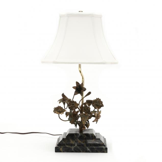 GILT FLORAL AND FAUX MARBLE TABLE