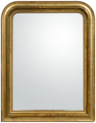 Gilt framed mirror, arched and gilt