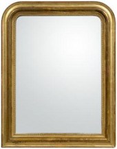 Gilt framed mirror, arched and