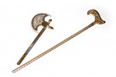GILT GLASS CANE AND AXEGilt Gl