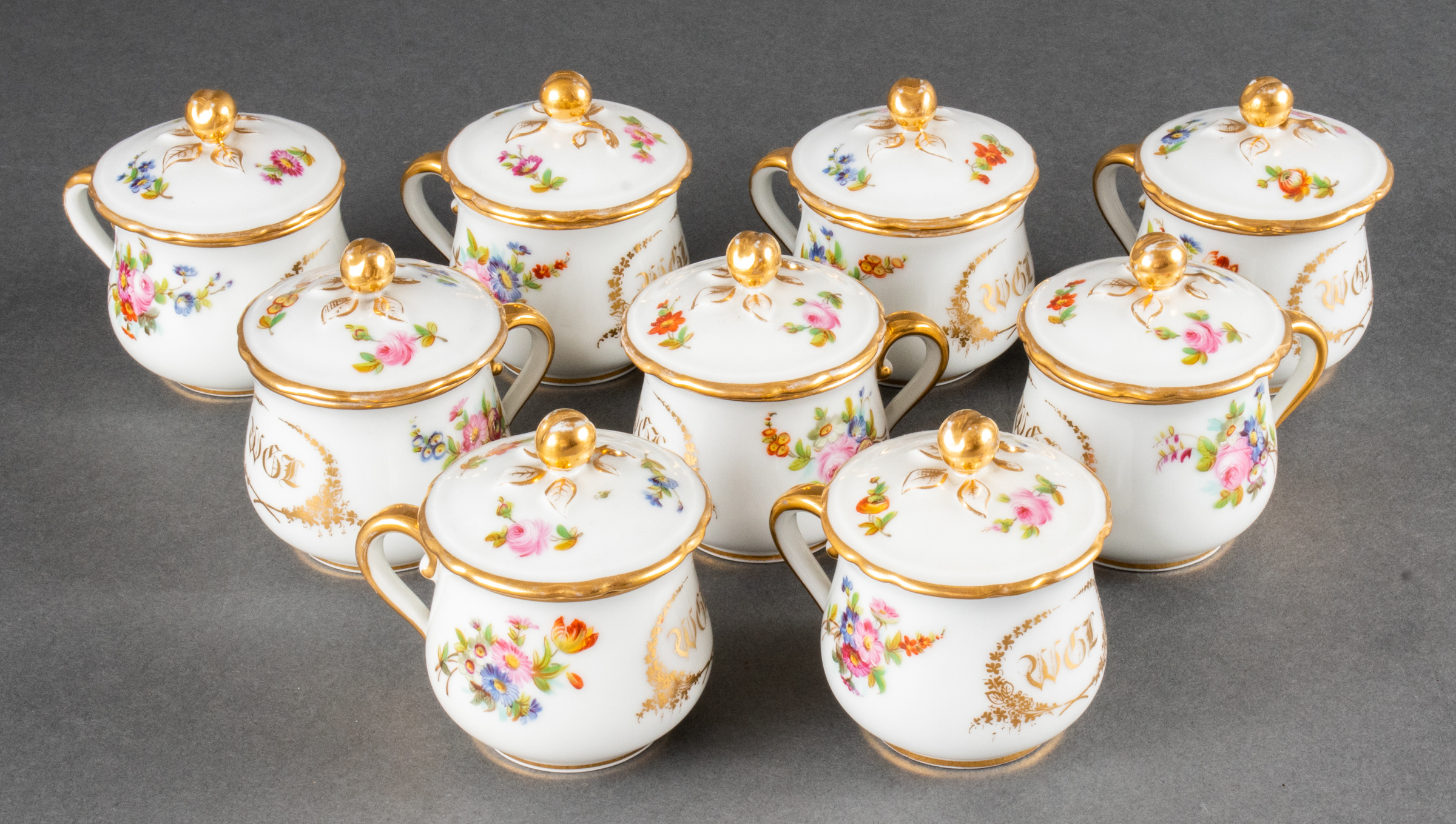 GILT & HAND-PAINTED PORCELAIN POT