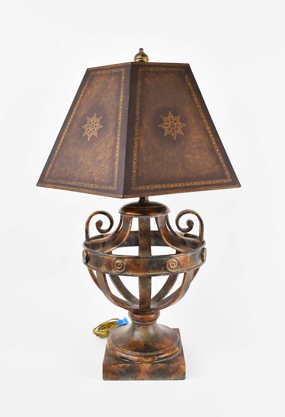 GILT IRON URN-SHAPED TABLE