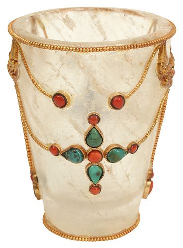 GILT METAL &AMP; JEWELED ROCK