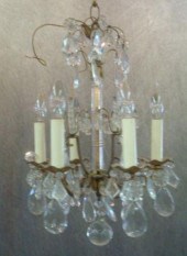 Gilt Metal and Crystal 6 Arm C