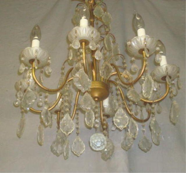 Gilt Metal and Crystal 8 Arm