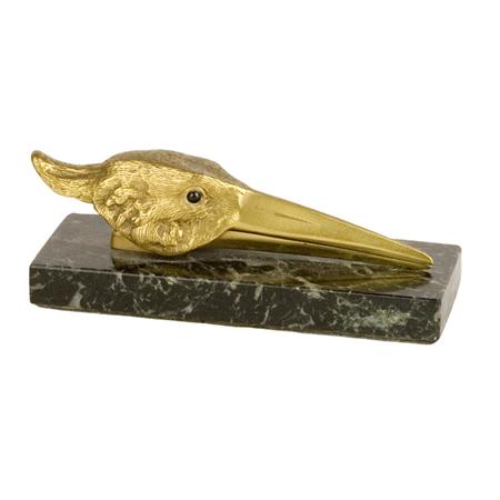 Gilt-Metal and Marble Bird Head