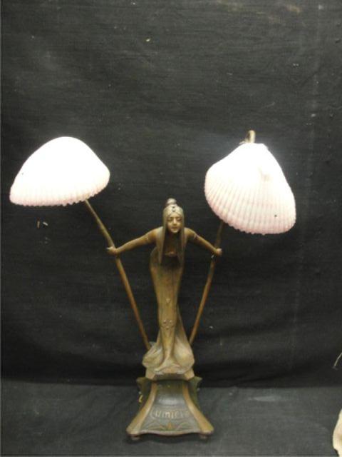 Gilt Metal Art Nouveau Figural Lamp