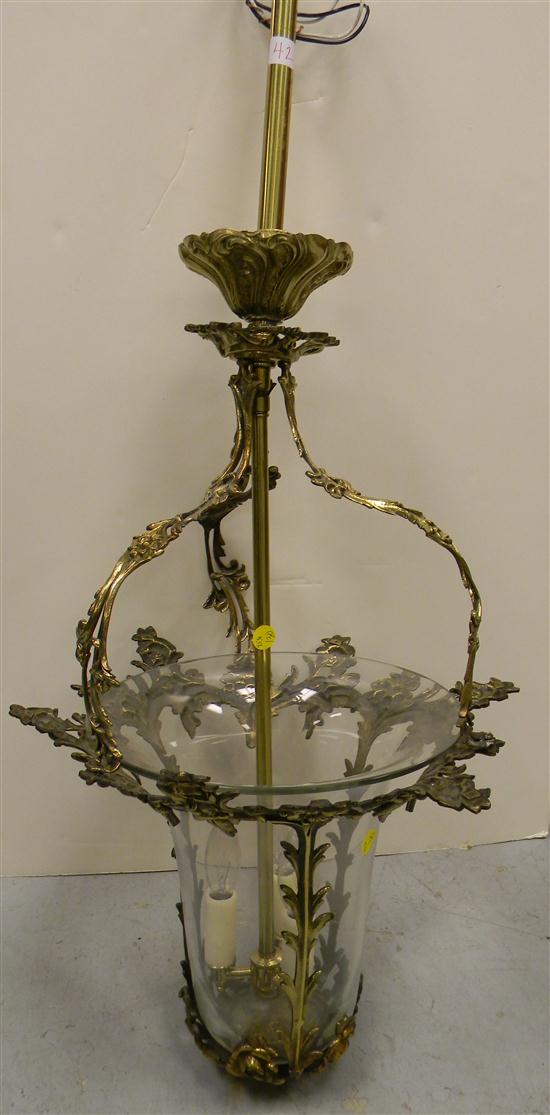 Gilt metal chandelier  three