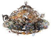 GILT METAL & COLORED GLASS CHA