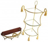 GILT METAL CORNER SHELF WITH G