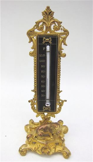 GILT METAL DESK THERMOMETER