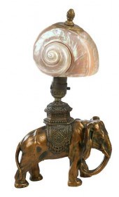 GILT METAL ELEPHANT LAMP WITH