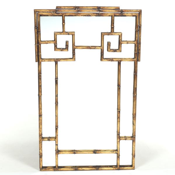 GILT METAL FAUX BAMBOO MIRROR   48"