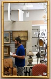 GILT METAL FAUX BAMBOO MIRRORG