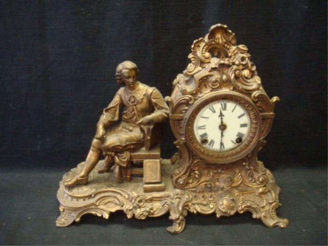 Gilt Metal Figural Clock. Missing