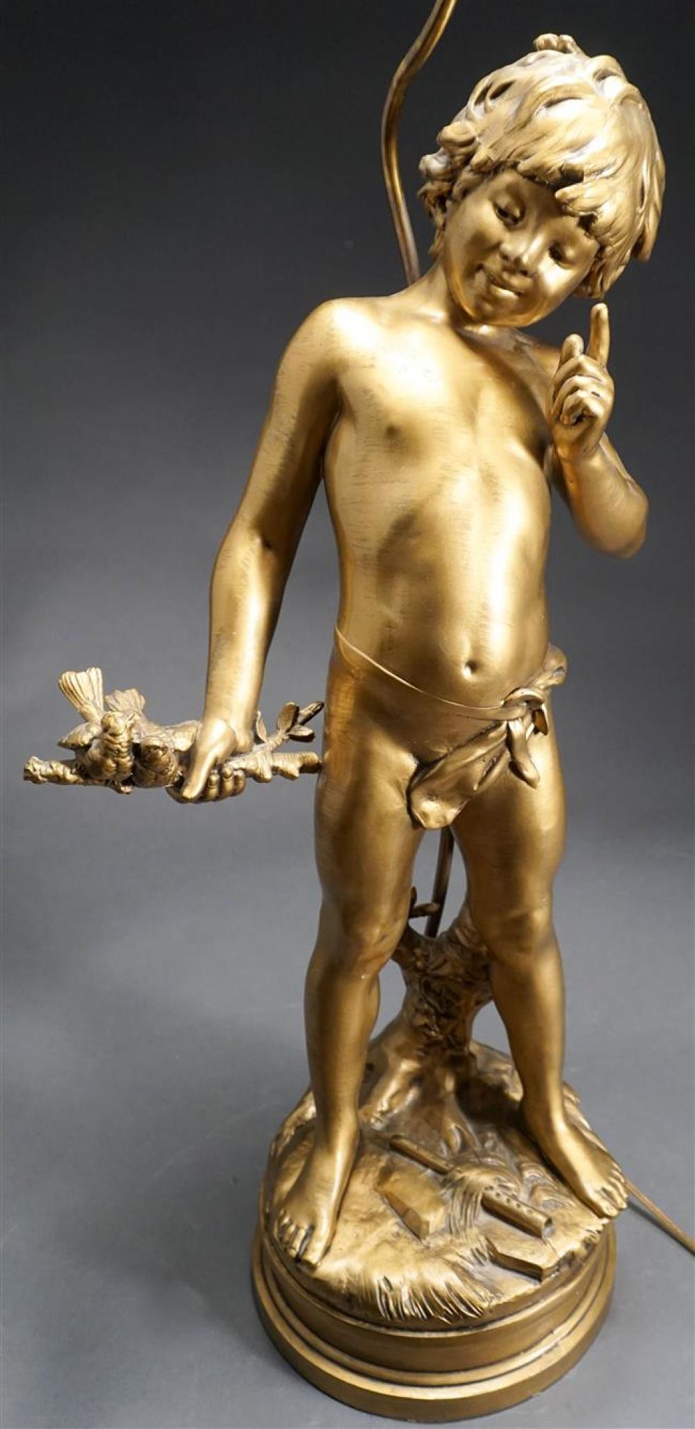 GILT METAL FIGURAL LAMP, H: 45