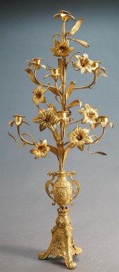 GILT METAL FOLIATE CANDELABRA