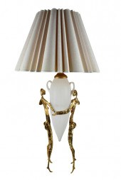 GILT METAL & GLASS TABLE LAMPw