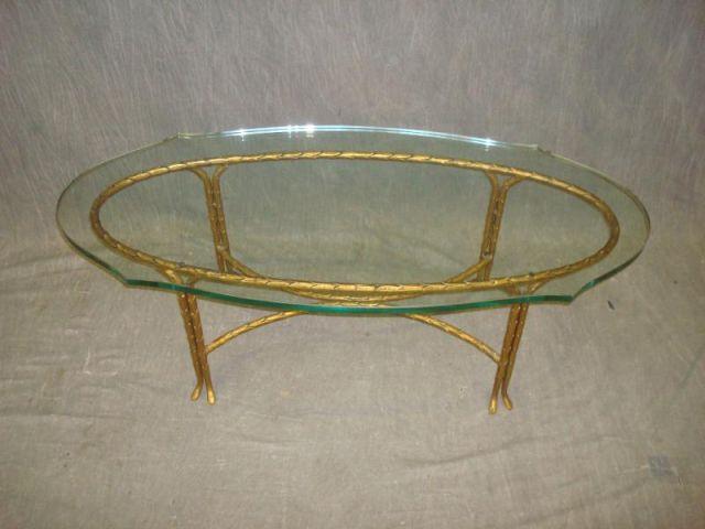 Gilt Metal & Glass Top Coffee