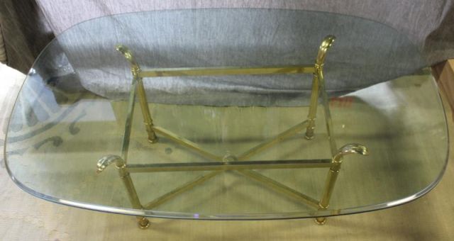 Gilt Metal Glass Top Coffee