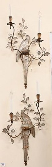 GILT METAL GLASS TWO LIGHT SCO