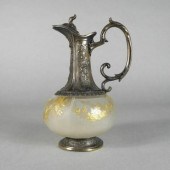 GILT METAL & GLASS WINE EWER,
