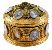 GILT METAL HINGED LID BOX, TAH