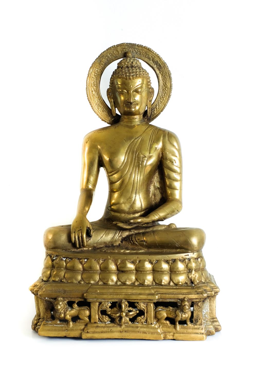 GILT METAL KASHMIR SEATED BUDDHA