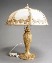 GILT METAL LAMP WITH CARAMEL S