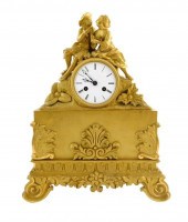 GILT METAL MANTEL CLOCK WITH K