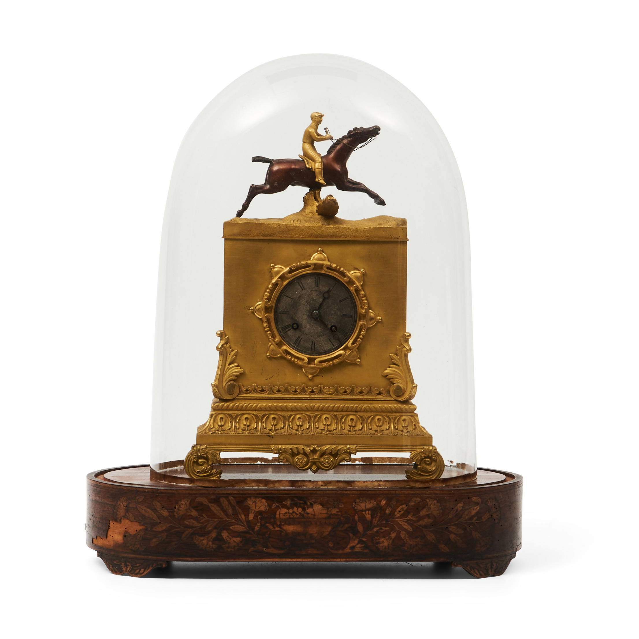 GILT-METAL MANTEL CLOCK WITH CLOCHE