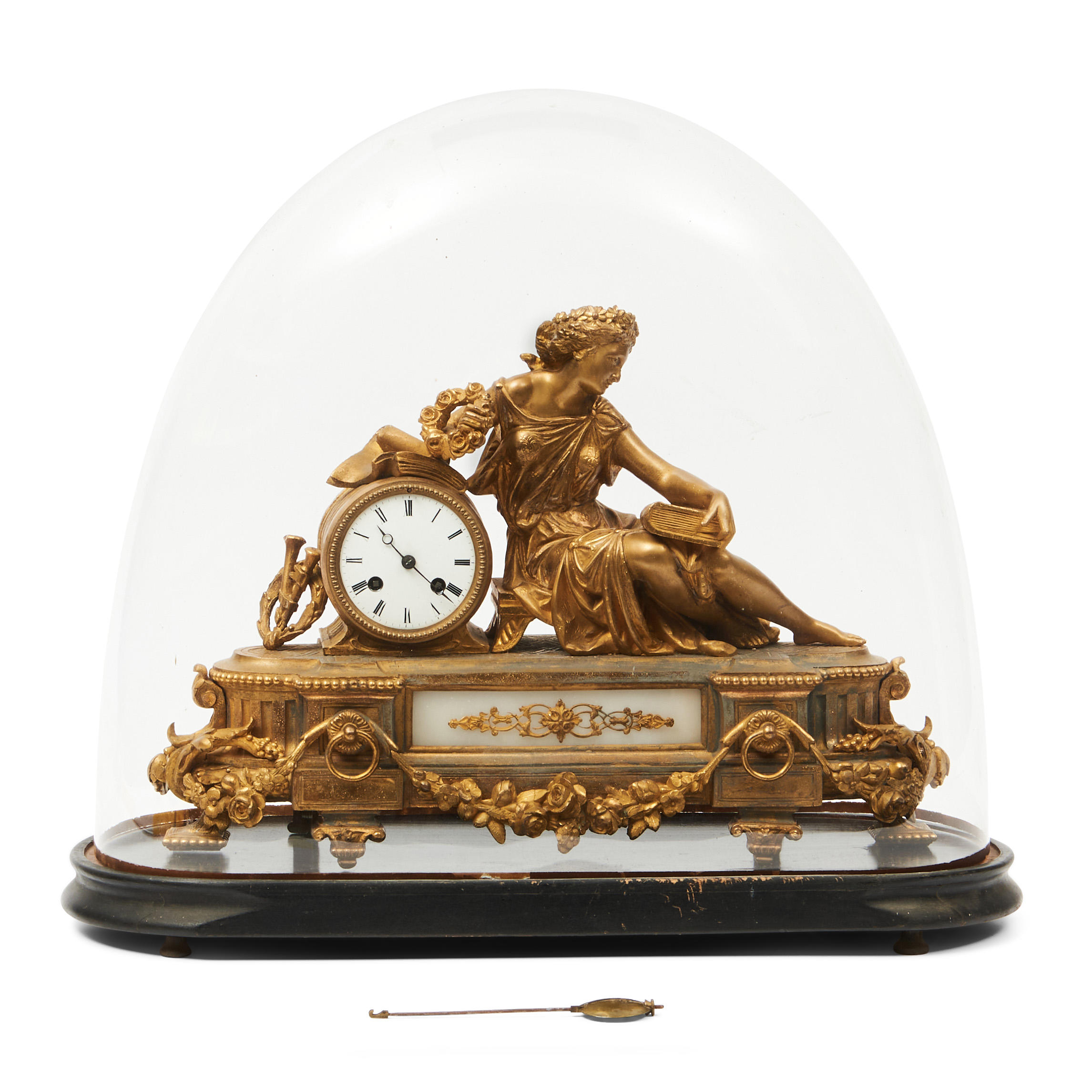 GILT-METAL MANTEL CLOCK WITH CLOCHE