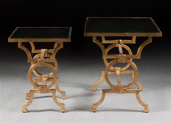 Gilt-metal mirrored glass-top