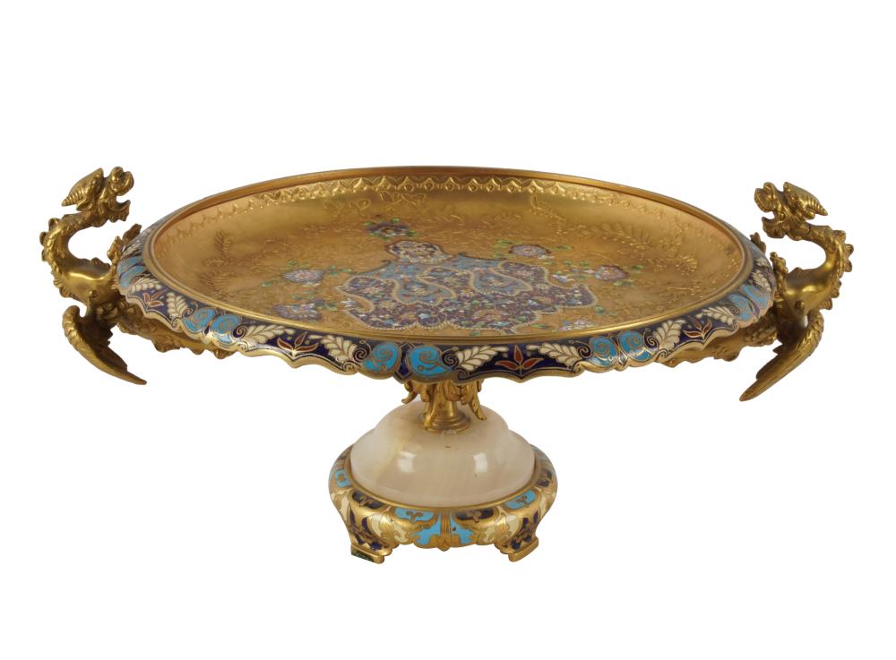 GILT METAL-MOUNTED CHAMPLEVE ENAMEL