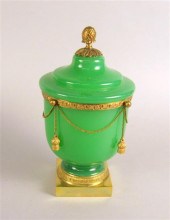 Gilt metal mounted green opali