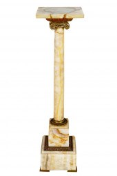 GILT METAL-MOUNTED ONYX PEDEST