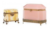 GILT METAL MOUNTED OPALINE GLA