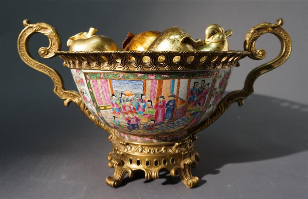 GILT METAL MOUNTED ROSE MEDALLION