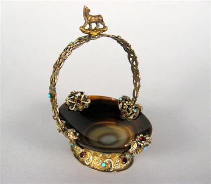 Gilt metal, onyx and enameled