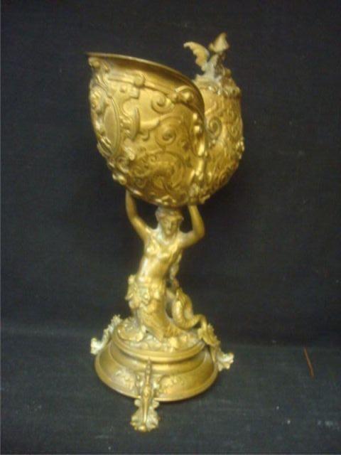 Gilt Metal or Bronze Nautilus Vase.