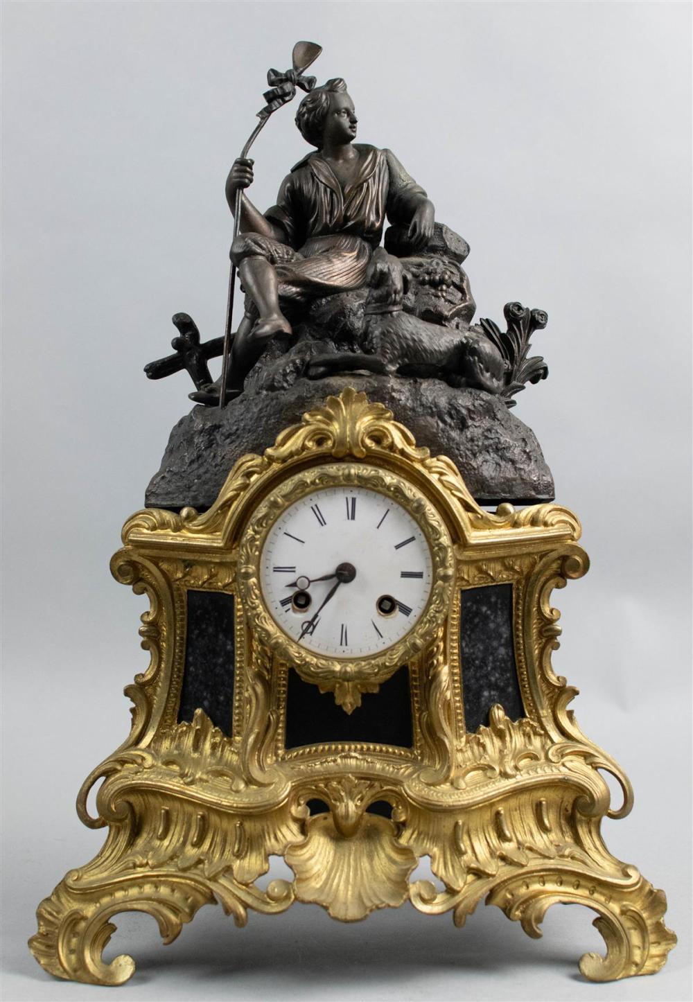 GILT METAL ROCOCO STYLE CLOCK