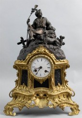 GILT METAL ROCOCO STYLE CLOCK