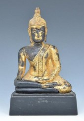 GILT METAL SEATED BUDDHA STATU