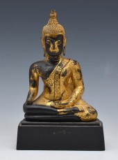 GILT METAL SEATED BUDDHA STATU