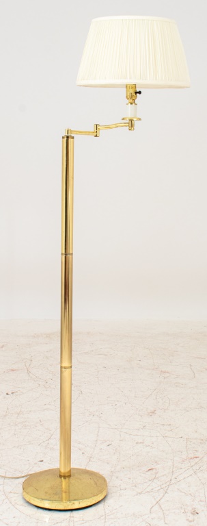 GILT METAL SWING-ARM FLOOR LAMP