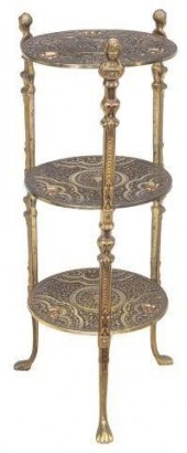 GILT METAL THREE-TIER DISPLAY